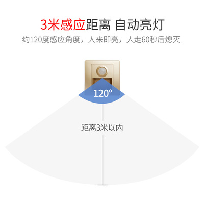 led人体感应地脚灯86型嵌入式户外防水楼梯踏步灯走廊踢脚地角灯
