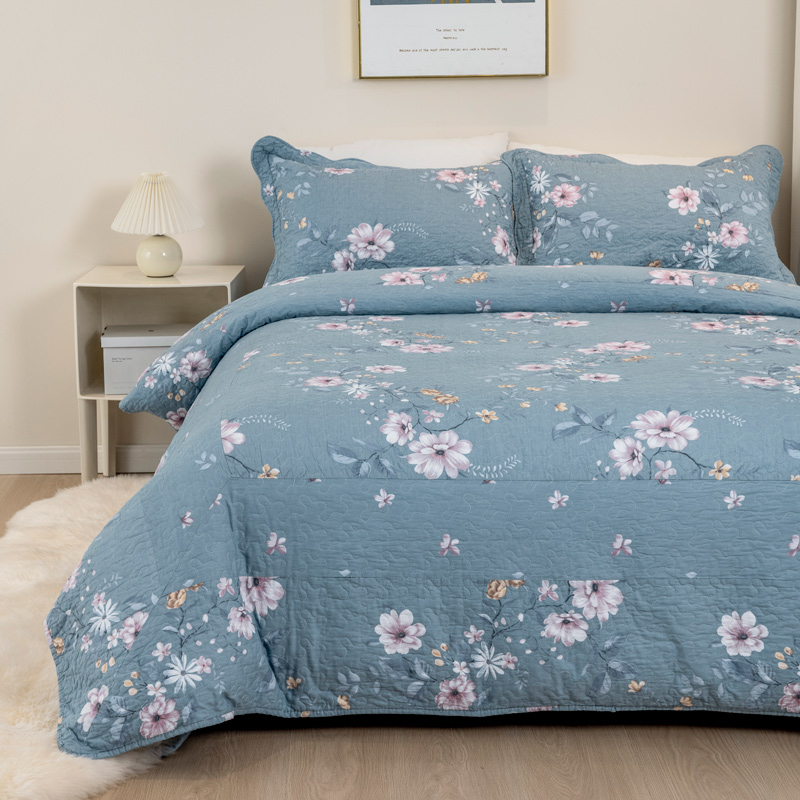 全棉床盖四件套夹棉被套绗缝床单纯棉欧式厚床罩四季通用2023新款