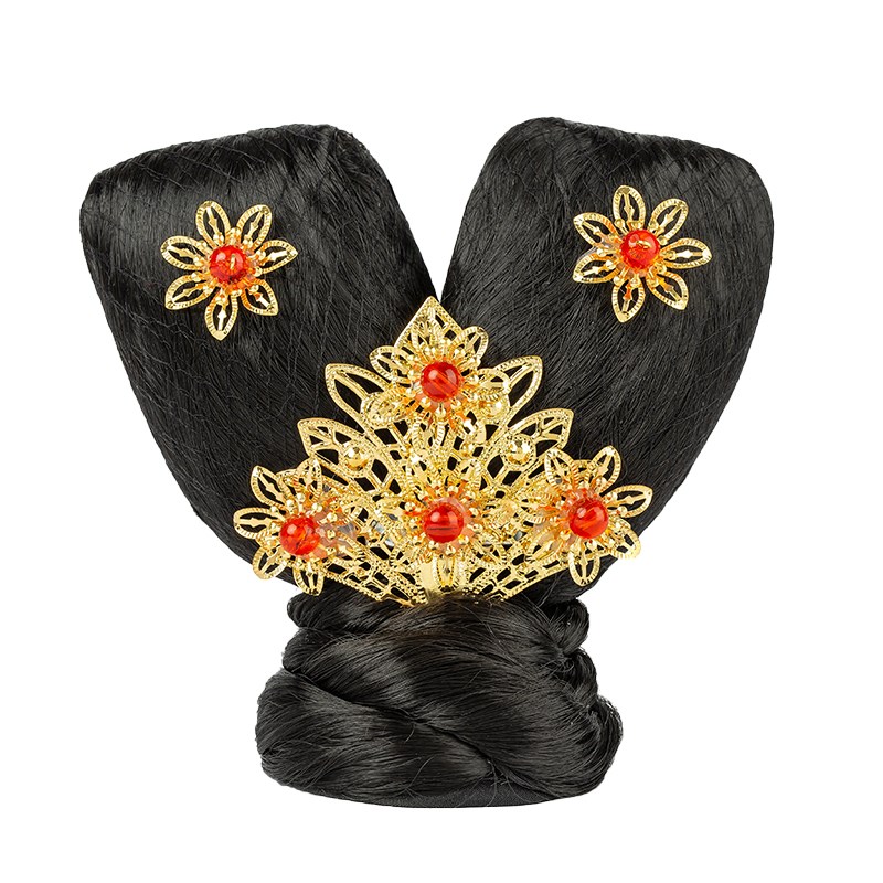 古风儿童假发包汉服假发头饰组合飞天发髻敦煌舞蹈古装演出造型