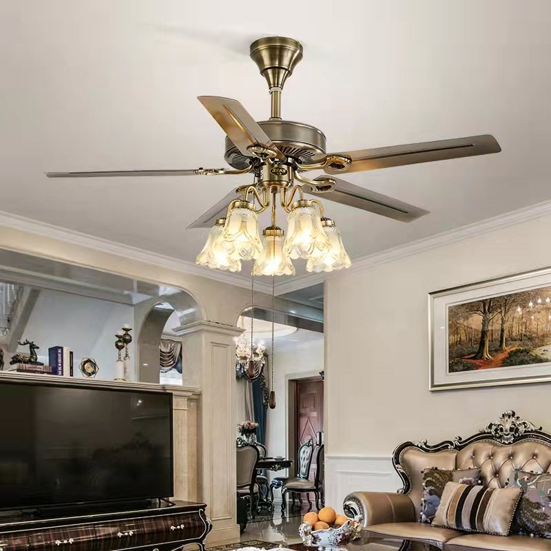 吊扇灯复古欧式带风扇吊灯静音客厅家用餐厅吊扇灯遥控简约风扇灯