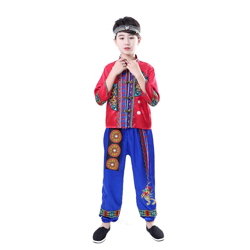 儿童汉族舞蹈服少数民族服装表演服男女童汉服复古演出服装