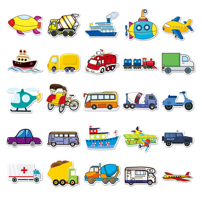 100张卡通交通工具炫酷汽车DIY装饰贴纸行李箱拉杆箱冰箱手机贴纸