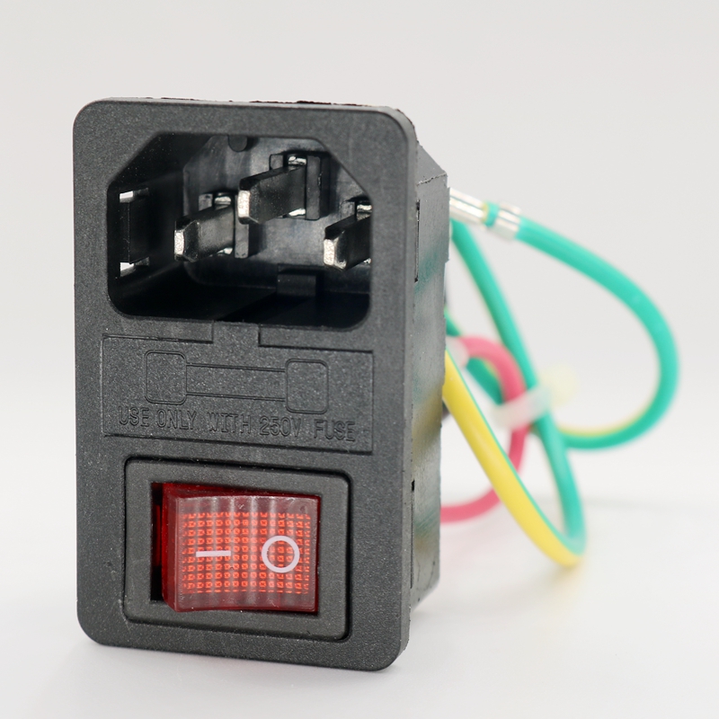 嵌入卡式三脚开关保险丝三合一品字插座电源机箱公座带线10A包邮