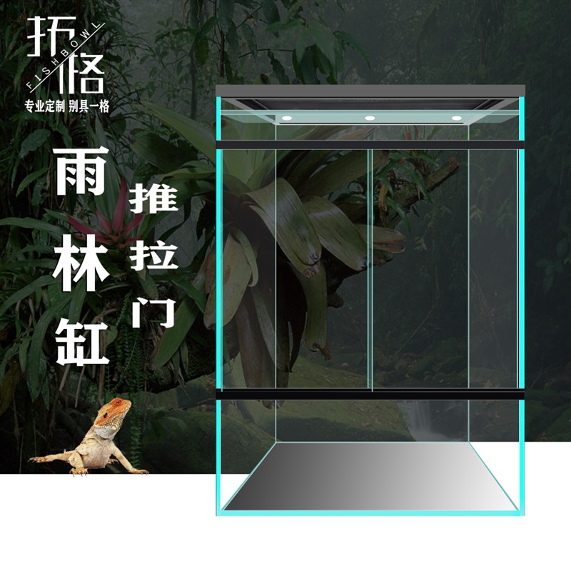 拓格定制雨林缸金晶超白带推拉门雨淋缸客厅热带生态造景爬宠养箱