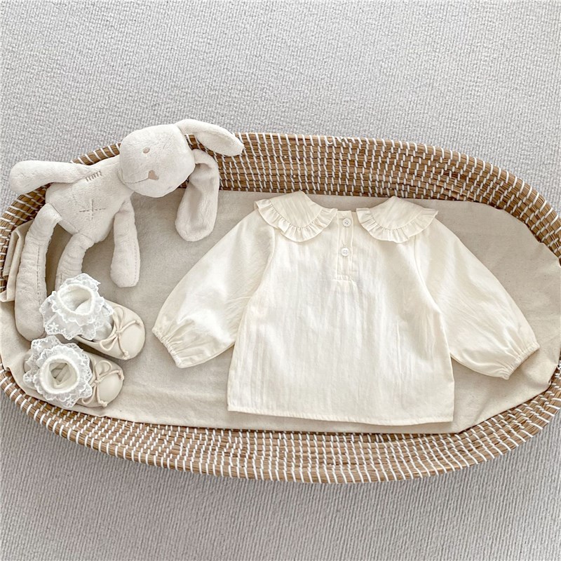 女童套装春秋衬衫牛仔喇叭裤两件套翻领长袖宝宝上衣洋气可爱童装