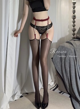 极光油亮丝袜女超薄蕾丝吊带一体袜油光长筒袜性感打底袜8d马油袜