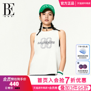 BE范德安运动背心无袖 休闲背心 字母印花女白色套头上衣夏季