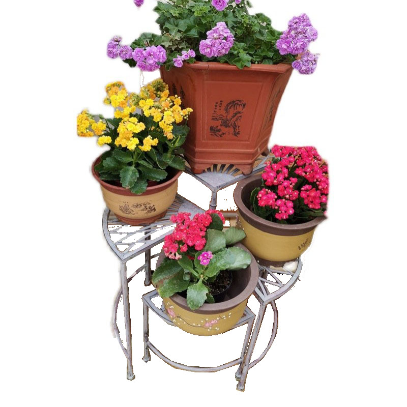 户外庭院铁艺多层落地花架室外花园布置阳台花盆架子旋转置物架