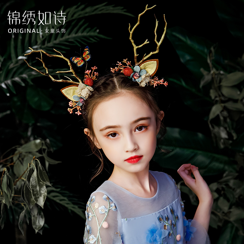 女童发箍头饰圣诞节鹿角发饰女孩舞台演出生日小朋友发饰摄影饰品