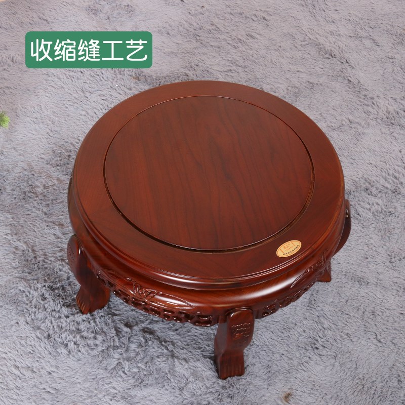 全实木地墩花架圆形鱼缸架中式盆景架榆木养鱼缸底座高花盆架