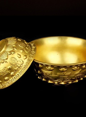 元宝纯铜聚宝盆摆件招财聚财铜盆客厅玄关办公室摆放店铺开业礼品