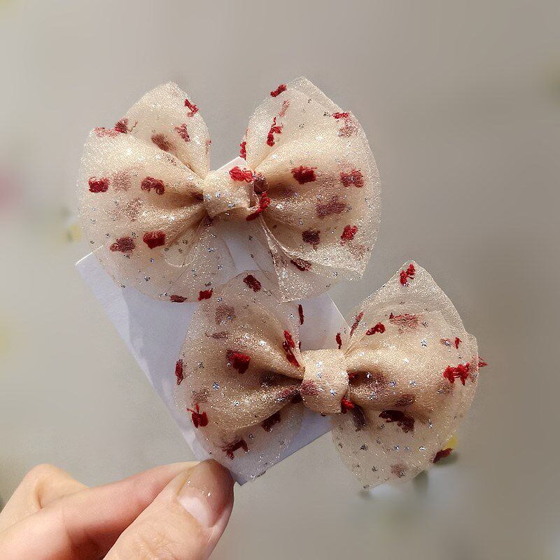 蝴蝶结儿童发夹碎花皇冠发卡可爱宝宝头绳小女孩皮筋发圈公主头饰