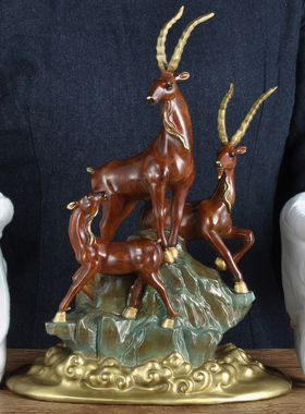 纯铜三羊开泰生肖羊摆件三阳开泰工艺家居客厅办公室老板桌装饰品