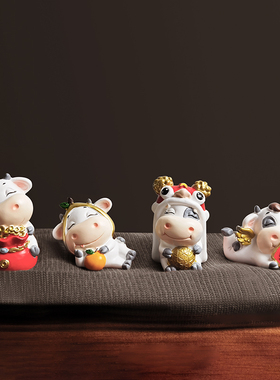 2021新年过年春节布置装饰新中式拜牛摆件桌面小摆件书桌办公桌面