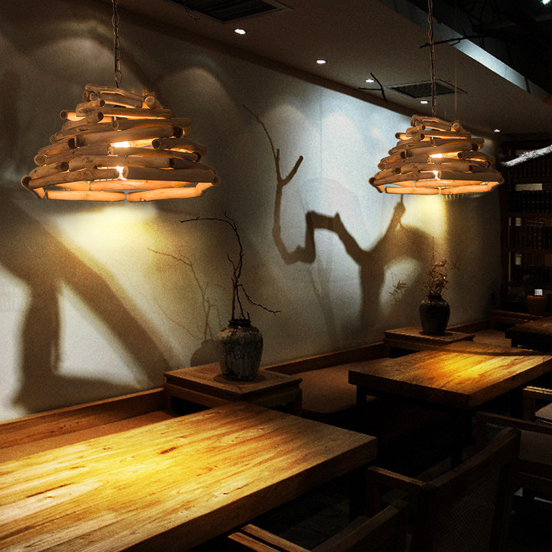美式乡村复古实木吊灯创意怀旧酒吧吧台餐厅漫咖啡厅服装烤鱼店灯