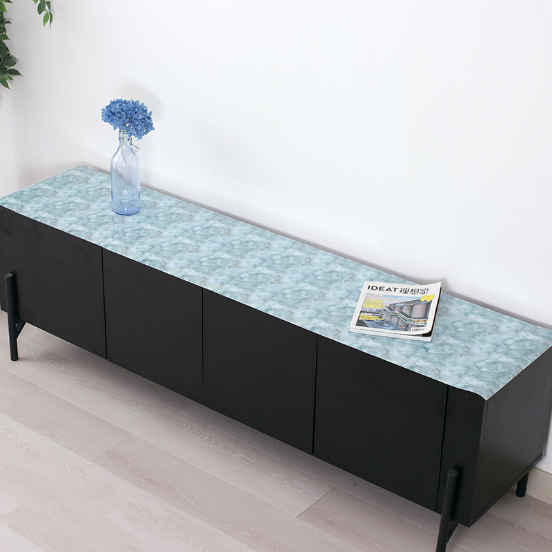 仿大理石纹茶几布贴纸台布防水软玻璃白色电视柜桌布仿大理石桌垫