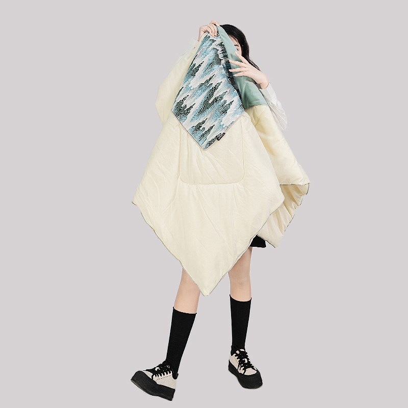 新宸优品抽象山水高端纯棉抱枕被子两用简约办公室车载靠枕二合一