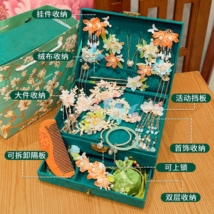 高档儿童古风发饰礼盒套组女童汉服头饰发簪新年中国风首饰收纳盒