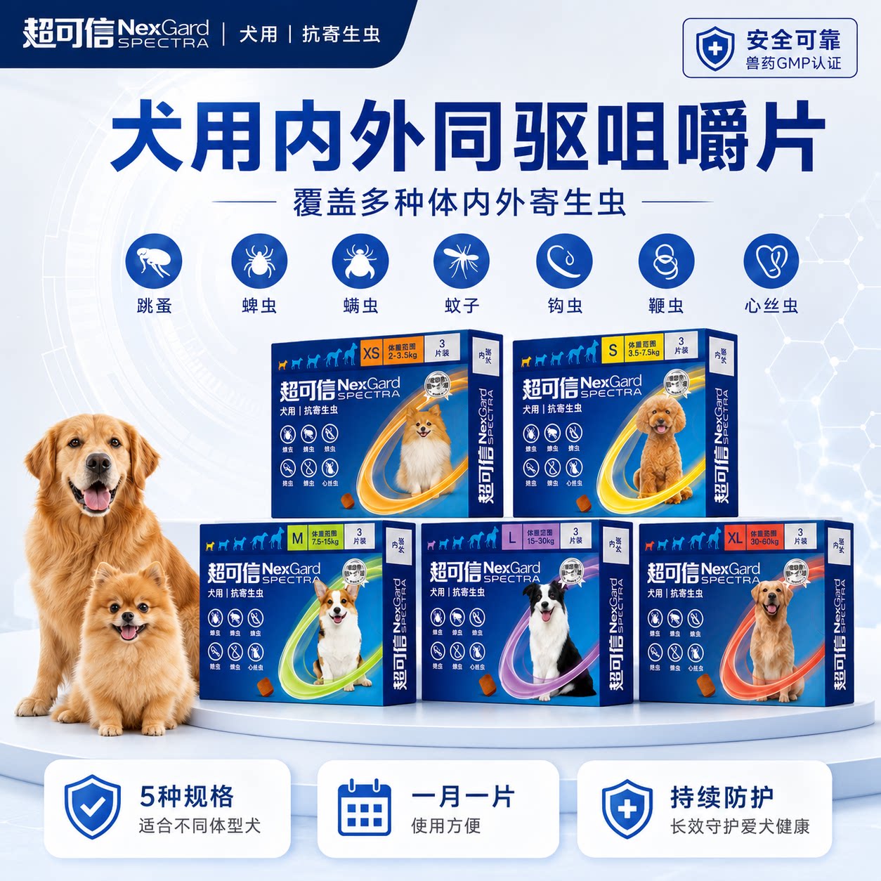 超可信犬用体内外一体驱虫药