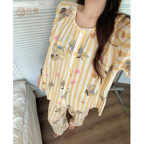 宫蝶【可外穿】迪士尼小豆ROO少女纯棉睡衣可爱短袖长裤家居服夏