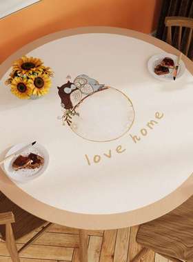 白色简约餐桌垫防水隔油圆形皮革桌布家用PVC皮革圆桌垫一件代发