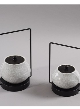 新中式陶瓷罐摆件艺术品样板间衣帽间酒店客厅玄关书柜禅意软装饰