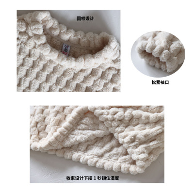 秋冬儿童睡衣套装网红加厚圆领套头法兰绒男童女童洋气保暖家居服