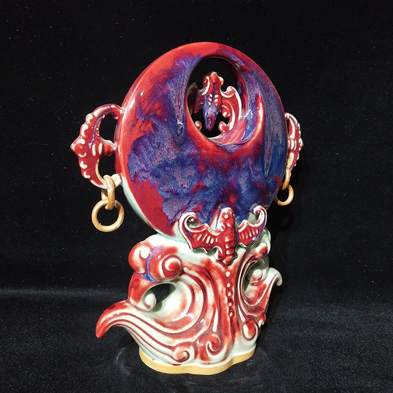 神垕钧瓷手工摆件《五福临门》窑变家居饰品陶瓷工艺品客厅博古架