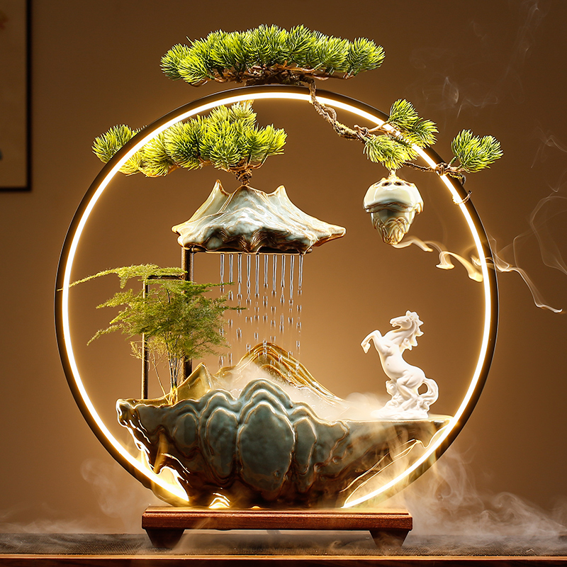 招财流水摆件循环水客厅生财创意家居玄关办公室桌面开业乔迁礼品