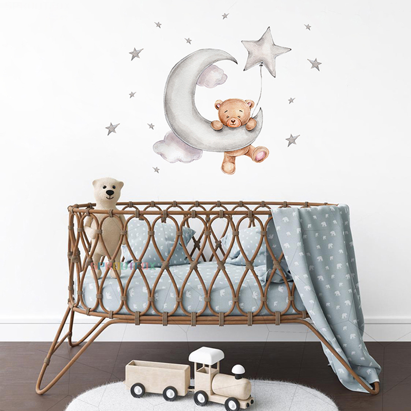 卡通儿童卧室房间装饰贴画幼儿园晚安墙面布置楼梯墙纸自粘墙贴纸