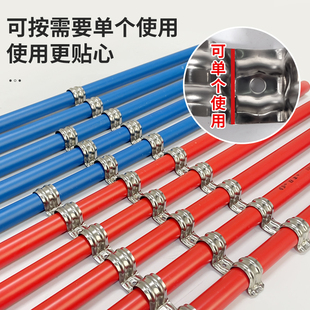 不锈钢排卡20管连排单边骑马卡16卡子加厚半边码铁管夹固定卡扣线