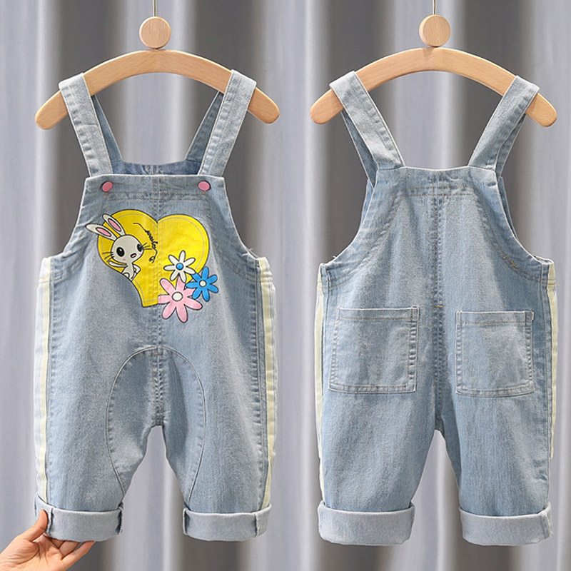 宝宝牛仔背带裤2021婴幼儿春秋装女童洋气0123岁男童春秋连体长裤