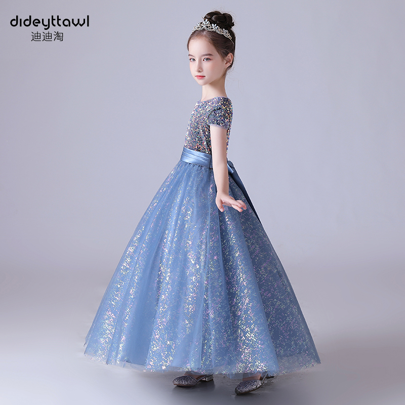 迪迪淘儿童礼服公主裙钢琴演奏礼服女童高端主持人礼服蓬蓬纱亮片