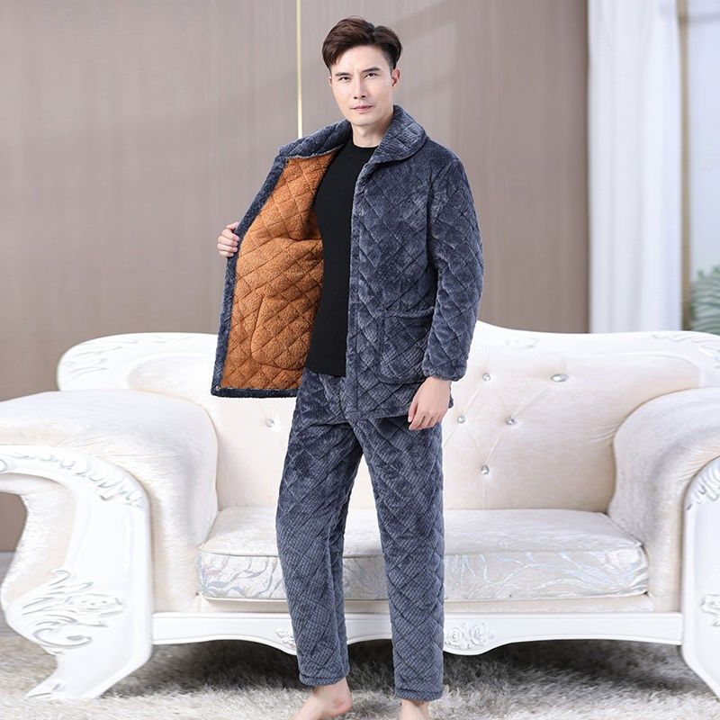 老人睡衣男三层夹棉珊瑚绒中老年冬季加厚加绒爸爸保暖套装家居服,男装,休闲运动套装,淘宝优惠券,粉丝福利购,淘宝优惠卷