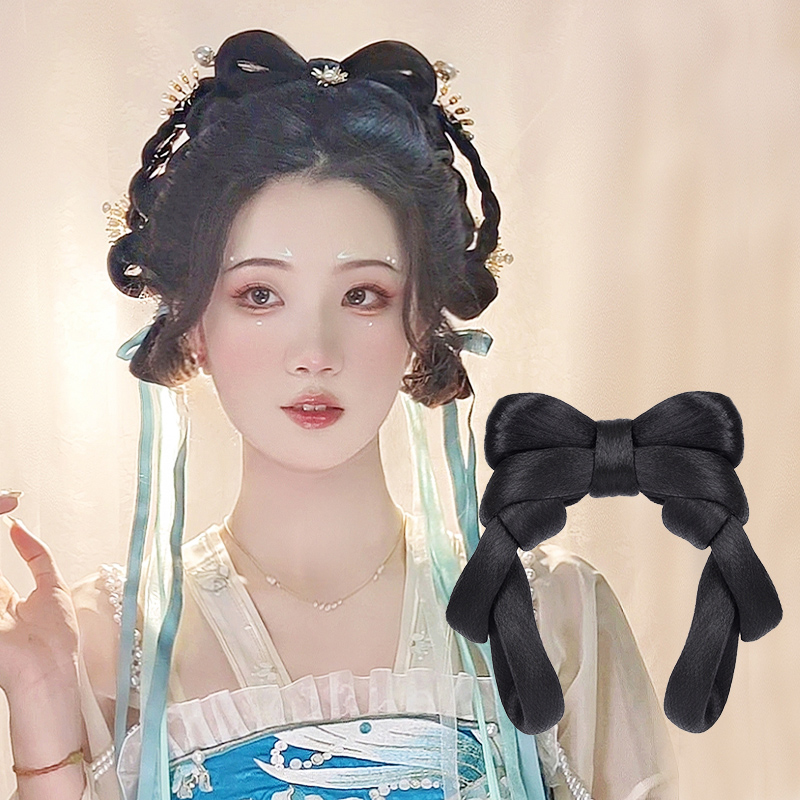 古装汉服假发包一体式懒人发箍软发束古风明制造型日常蝴蝶结发髻