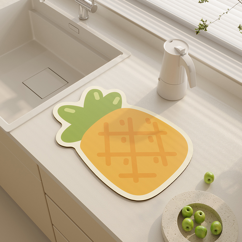 水果系列厨房沥水垫吧台杯垫碗垫硅藻泥吸水垫台面厨具免洗隔热垫