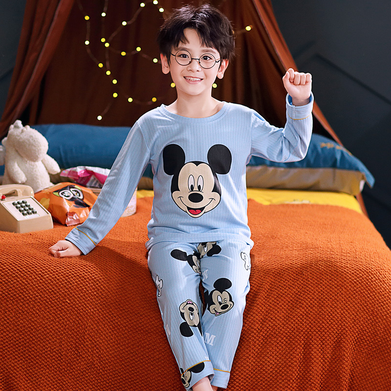 男童睡衣长袖纯棉春秋季薄款儿童卡通中大童小男孩家居服秋天套装