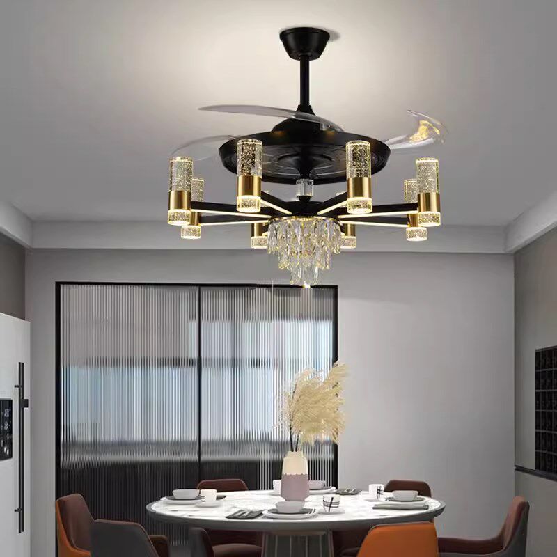 大客厅风扇灯水晶吊扇灯隐形家用一体带电扇吊灯轻奢大气2024新款,家装灯饰光源,风扇灯,淘宝优惠券,粉丝福利购,淘宝优惠卷