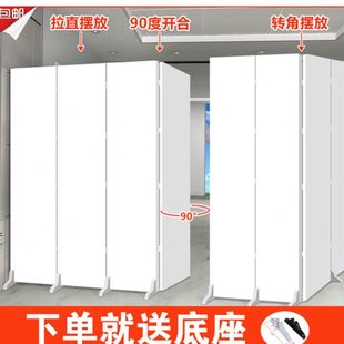 屏风简约现代办公室客厅隔断墙可折叠移动木质工艺定制纯色纯白色