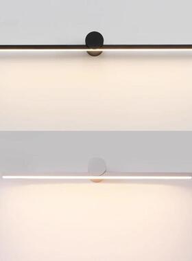 新款长方管镜前灯黑白色一字壁画灯简约北欧看书写字壁画床头灯