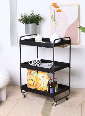黑色厨房置物架果蔬菜多层多功能家用移动小推车浴室卫生间收纳架