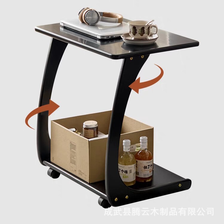 实木沙发边几柜可移动桌子带轮迷你茶几客厅小户型家用方角几茶台