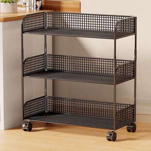 落地置物架办公室可移动多层文件收纳带轮简约资料储物铁艺小书架