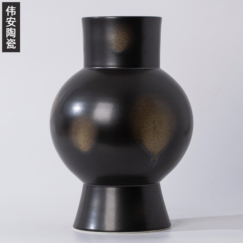 简约创意新中式几何陶瓷花瓶摆件样板房客厅插花瓶软装饰品批发