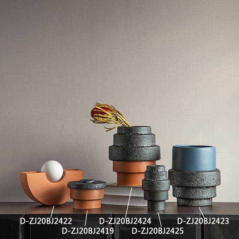 大千创意抽象陶瓷工艺品几何花器摆件干花花插瓶装饰品欧式风格