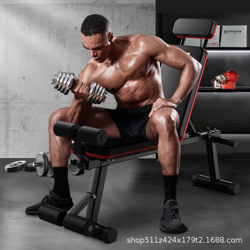 艾踏哑铃凳折叠家用仰卧起坐器飞鸟椅专业多功能训练板卧推凳
