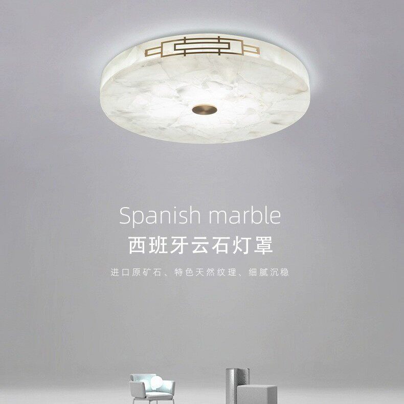 新中式吸顶灯全铜云石卧室灯现代简约大气中国风led餐厅过道灯具