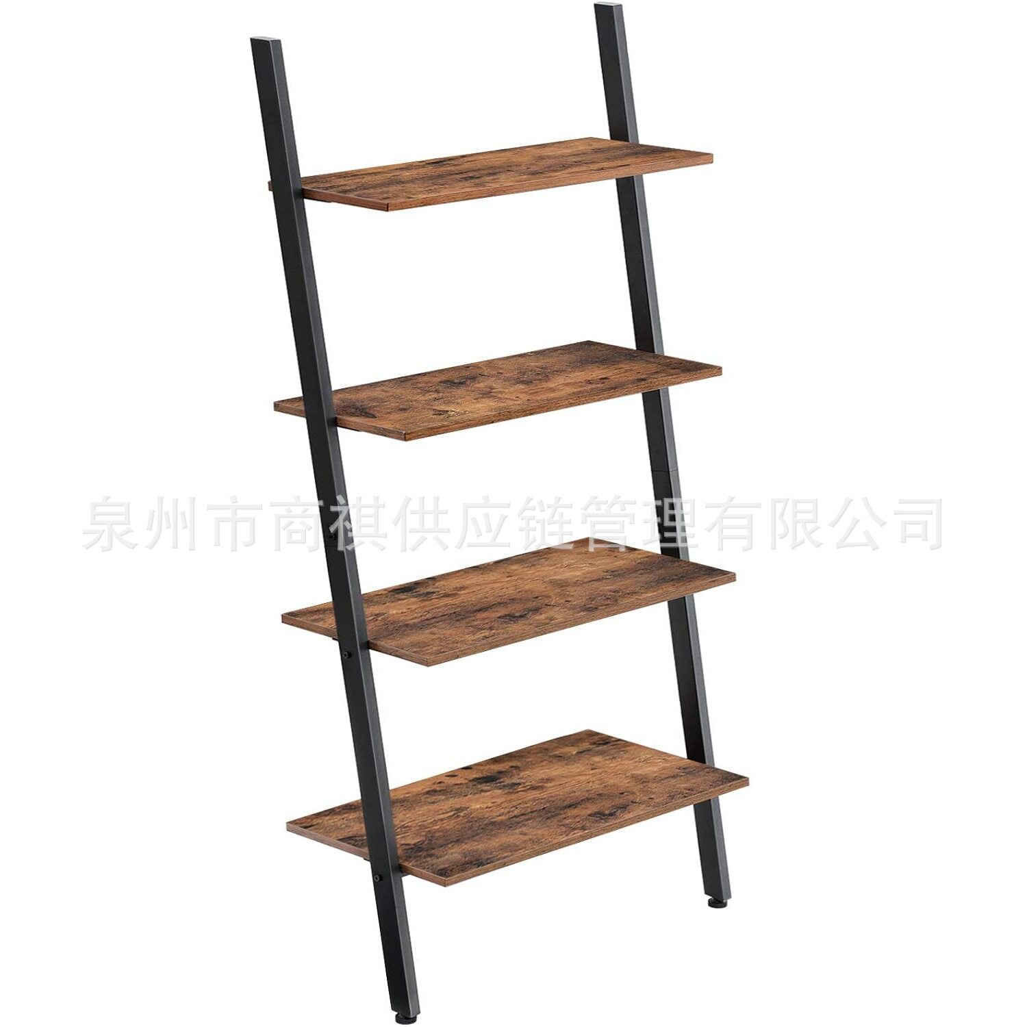 跨境热销梯子架四层置物架靠墙书架钢木家具落地置物架收纳架花架