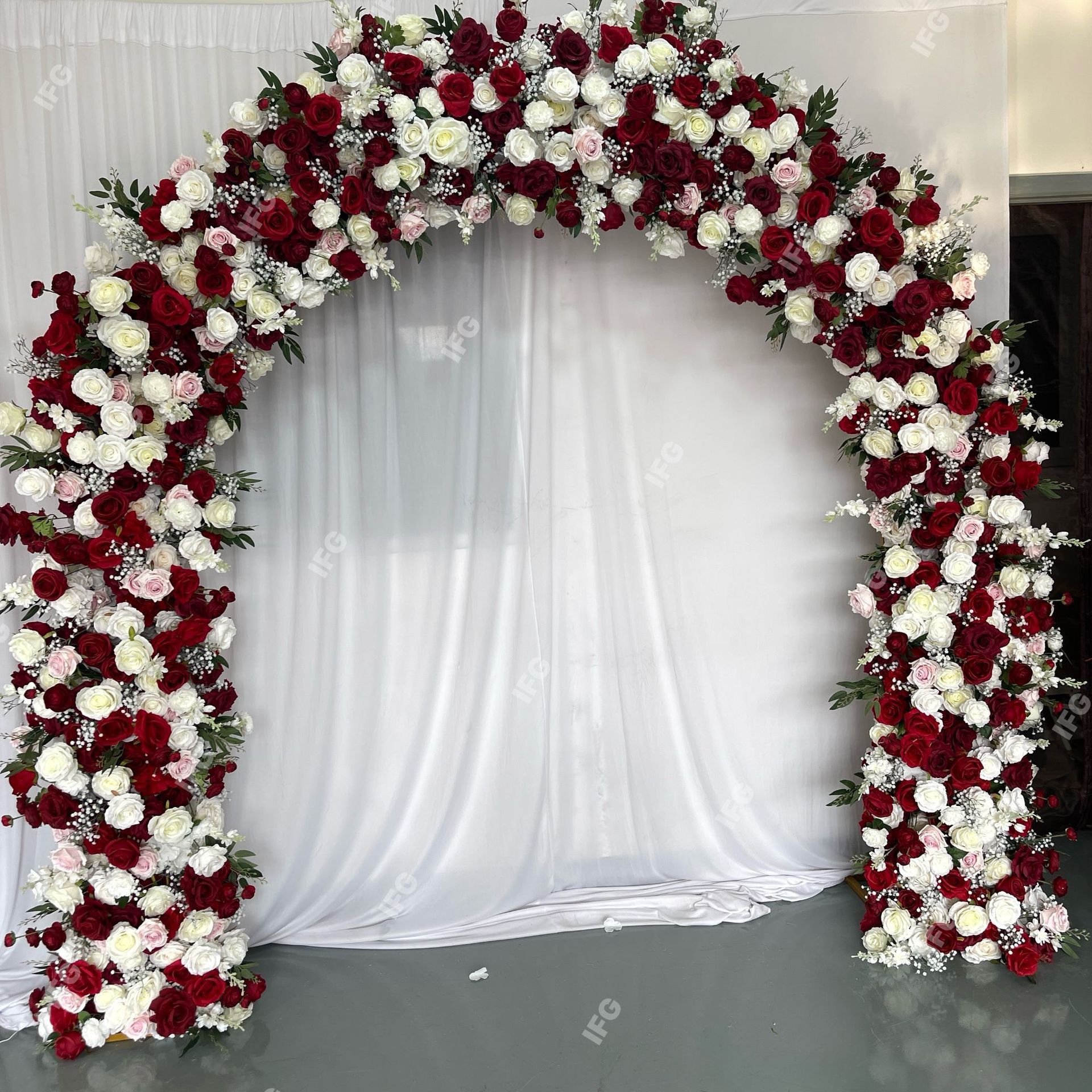 婚礼仿真花铁艺双杆拱门架