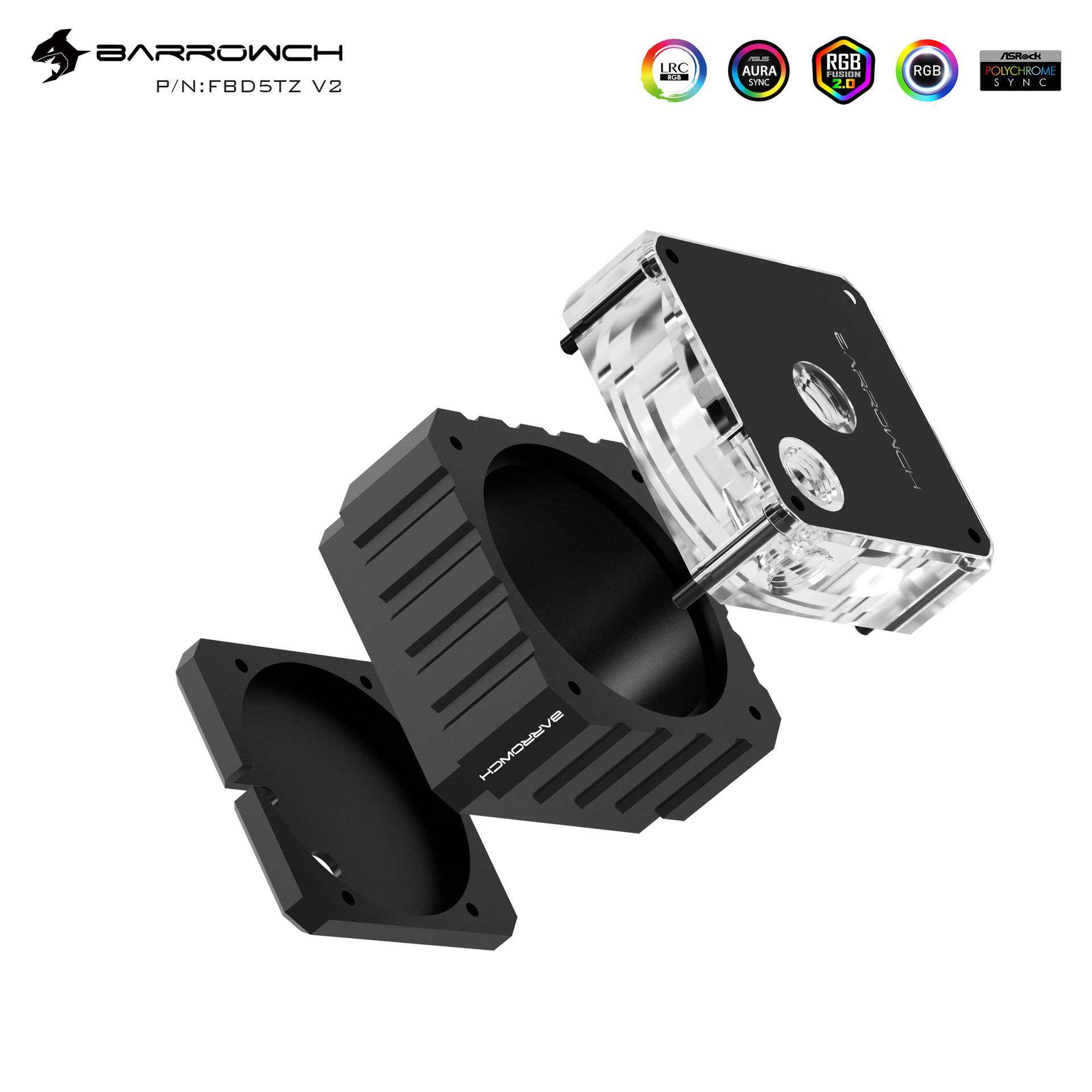 Barrowch D5系列水泵专用 RGB 改装散热套件组合套装 FBD5TZ V2